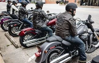 Row of motorcycle riders